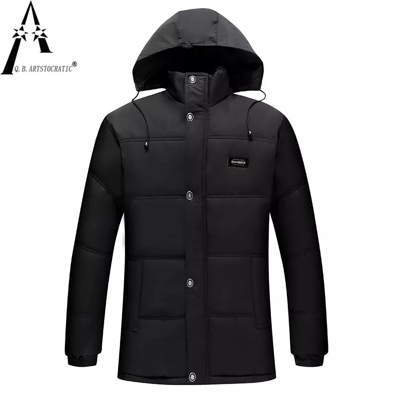 

2022 Middle Age Men Cotton Coat Thicken Jacket Hooded Warm windproof mid-Lengthen Parka Down Coat Hight Quality male New Winter