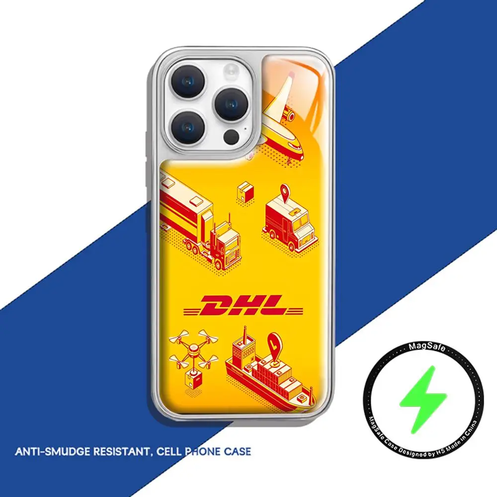 Фото Чехол для телефона DHl International Express, посеребренный магнитный фарфоровый чехол с кристаллами для iPhone 16, 15, 14, 13, 12, 11 Pro Max Plus MINI №4