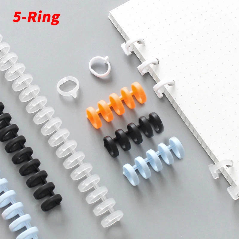 50pcs/Lot 5 Hole Loose-Leaf Plastic Binding Ring Spring Spiral Coil DIY A4 A5 A6 Paper For School Diary Notebook Office Supplies