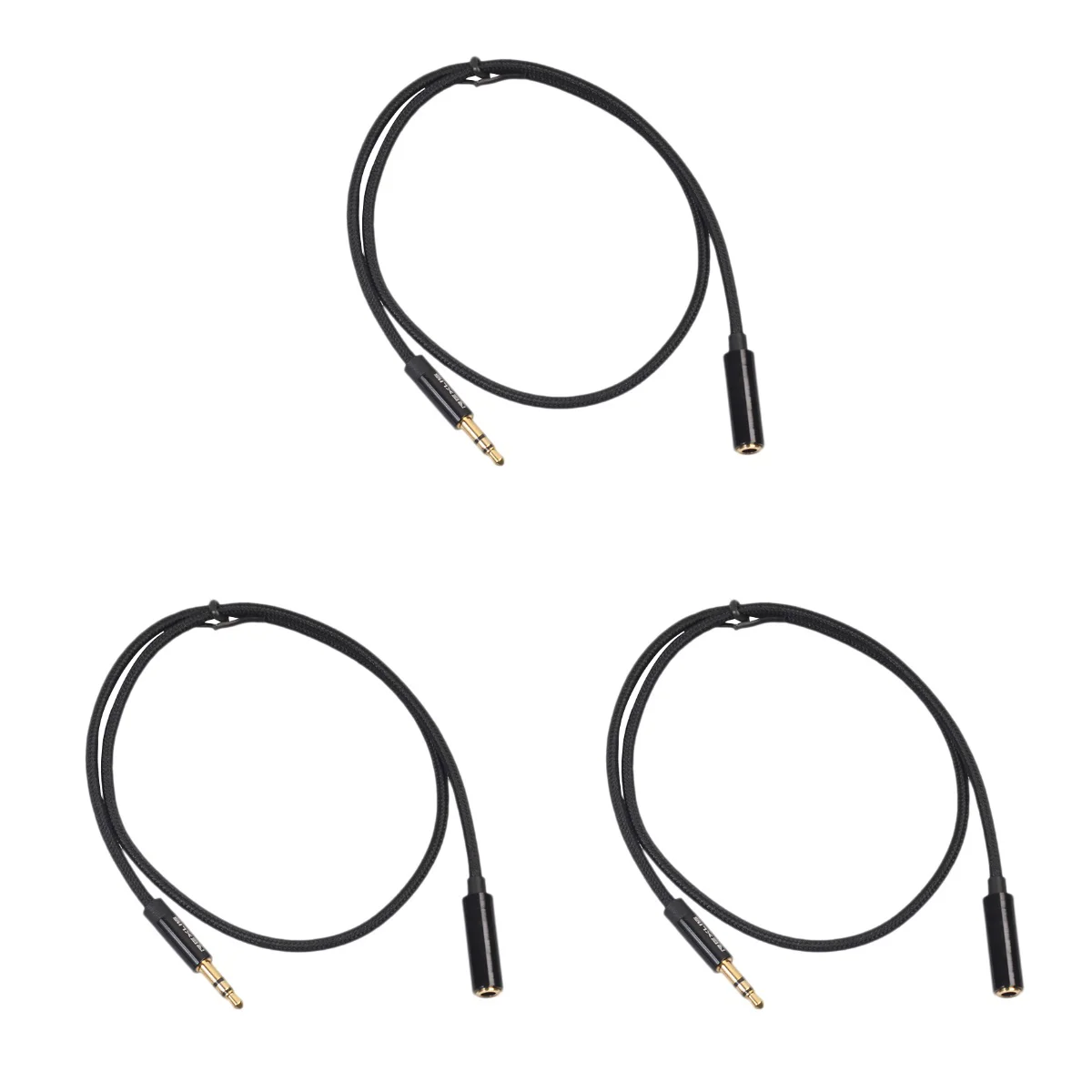 

3pcs 3.5mm 0.5 Meter Size Stereo Male-to-female Headphone Extension Line(Black)