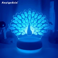 newest kid light night 3d led night light creative table bedside lamp romantic peacock light kids gril home decoration gift