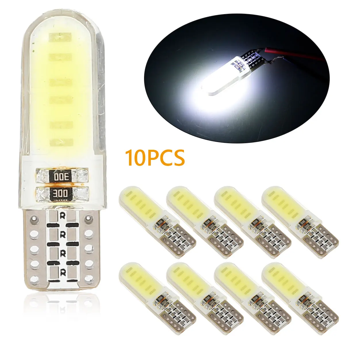 

10 шт. W5W Светодиодные Автомобильные Лампы w/12 шт. SMD чипы 180 люмен T10 широкий светильник 6000K белый автомобильный купол лампа для 12 В автомобилей ...