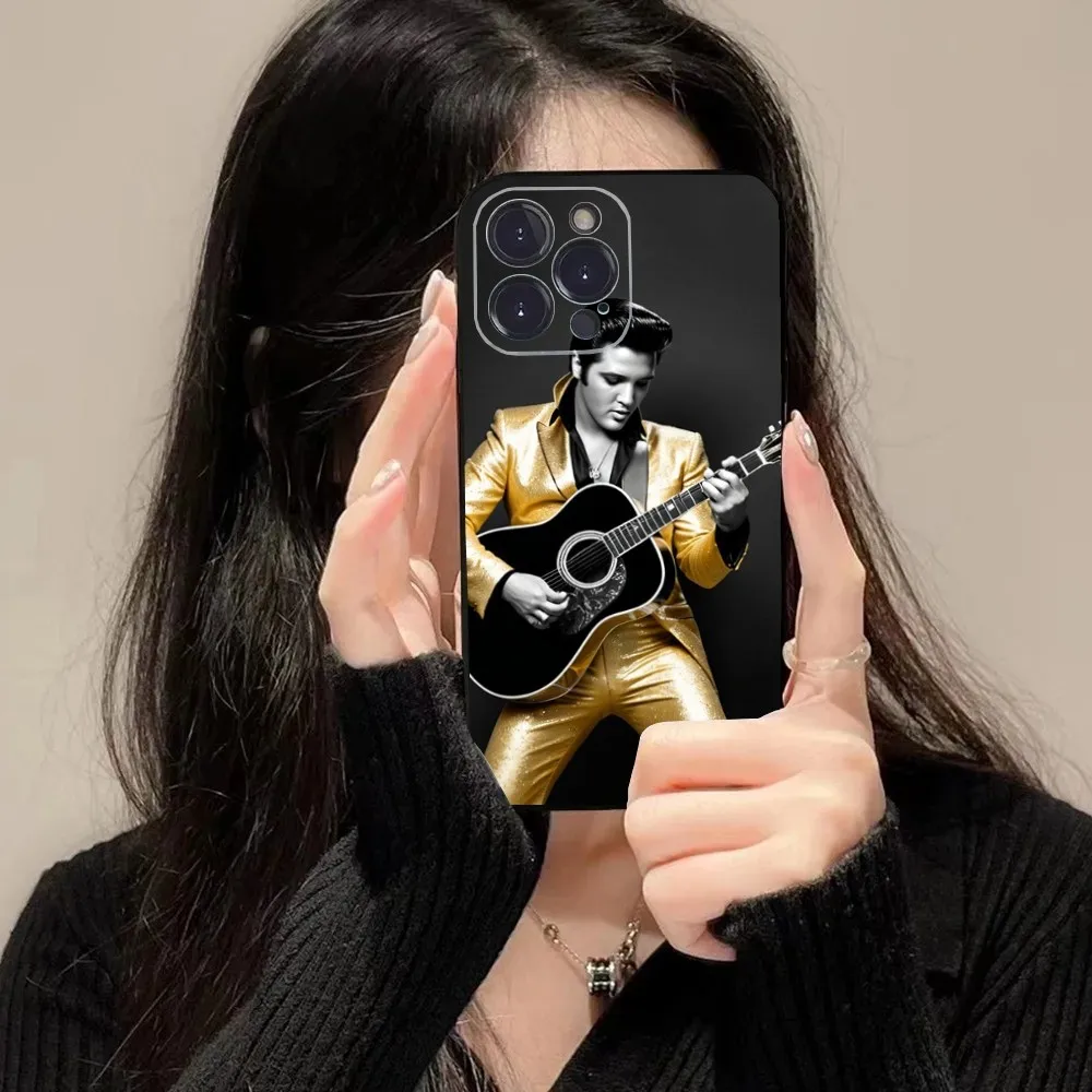 Super cool E-Elvis Presley Phone Case For iPhone 16 15 14 13 12 11 Plus Pro Max XS X XR SE Mini 8 7 Soft Silicone Black Cover
