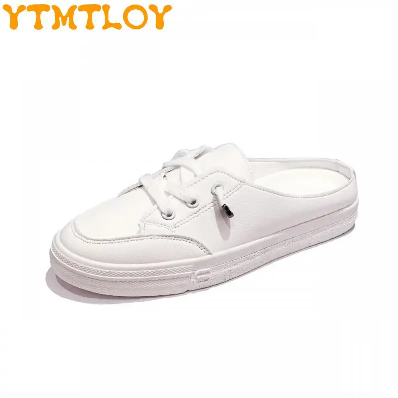 

Women's Half Slippers 2021 New Super Hot All-match Internet Celebrity Closed Toe Lazy Shoe Outdoor Slippers Platform White Shoes