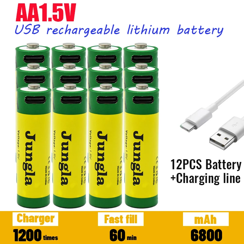 

High Capacity fast charging 1.5V AA lithium ion battery with 6800mah capacity .USB rechargeable lithium battery for toy keyboard