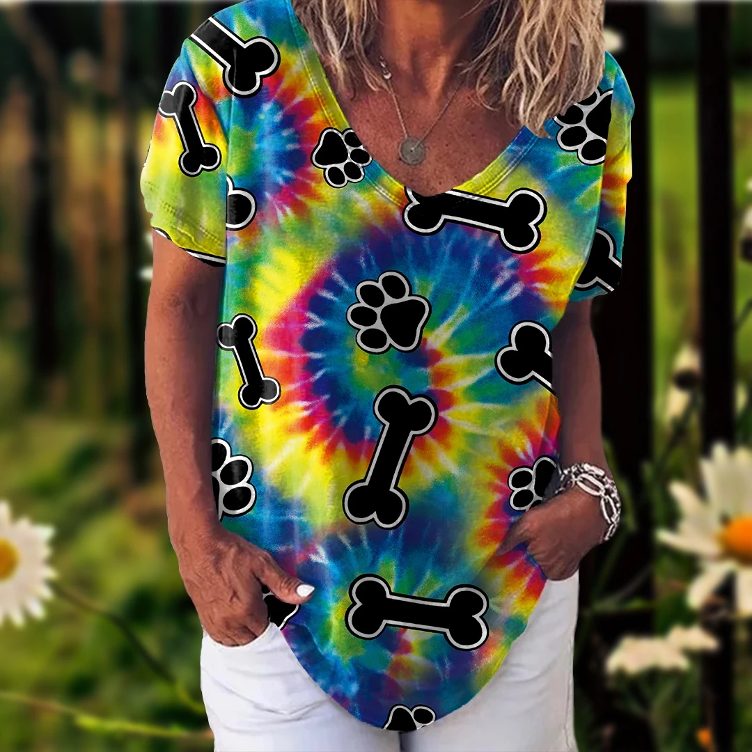 

Женская футболка с коротким рукавом и v-образным вырезом, в стиле кэжуал