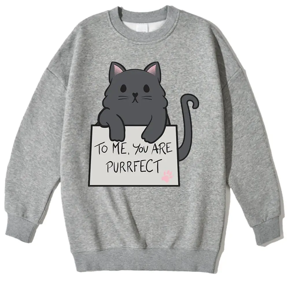 

To Me You Are Purrfect Cat Print Man Streetwear Hip Hop Fashion Streetwear Casual Pullover Menswear Autumn Oversize Mens Hoodie