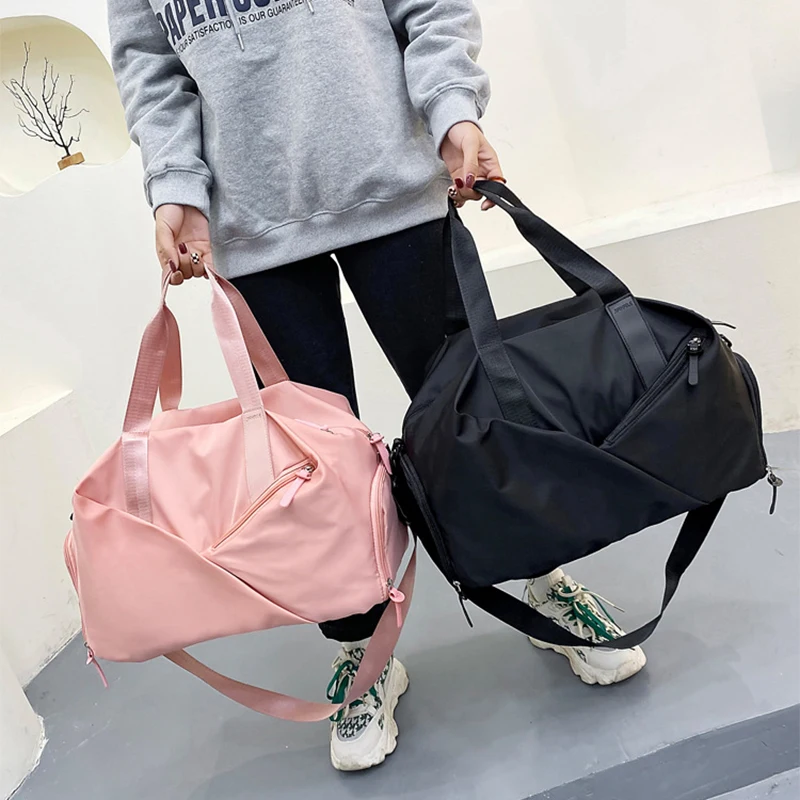 Sports Gym Bags for Women Fitness Travel Yoga Pink Shoe Female Shoulder Women'S Handbag Wet Dry Swimming Outdoors Crossbody Bags