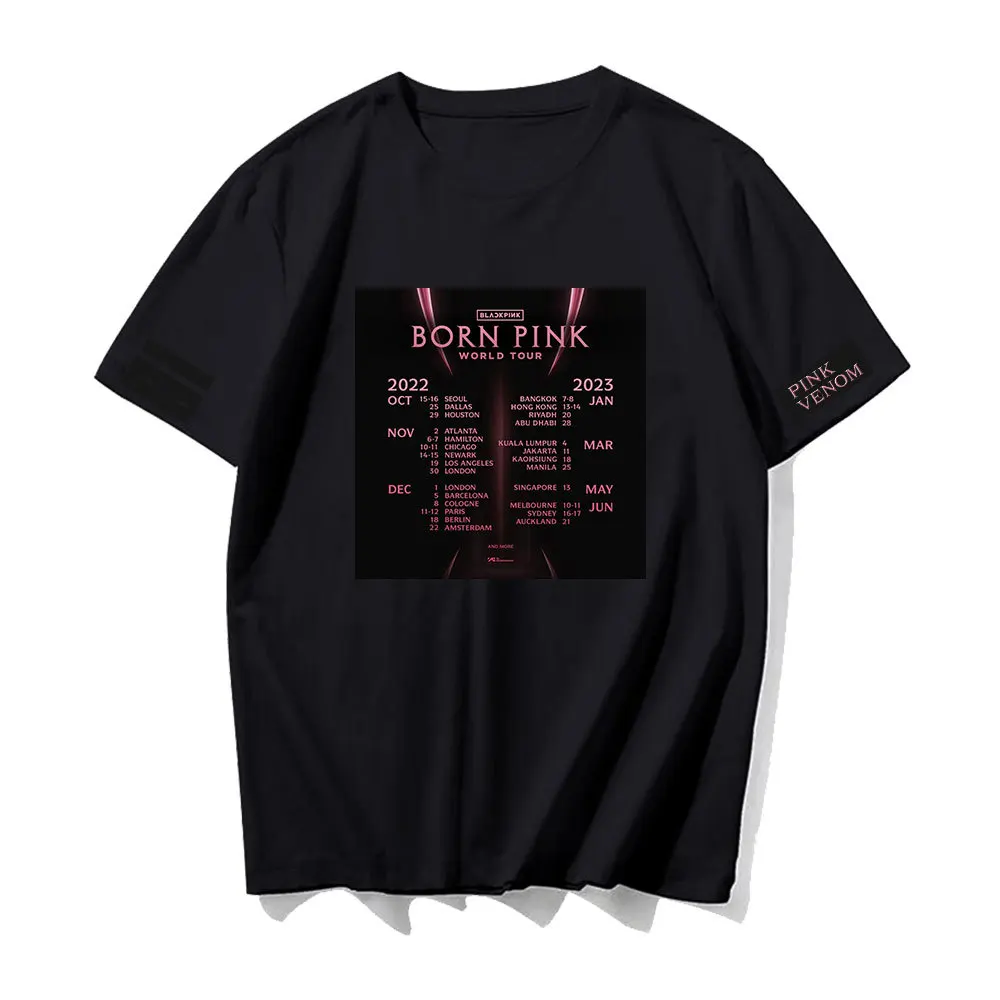 

Kpop Blink Born Pink Venom World Tour Summer T-shirt Young Forever Loose O-neck Cotton Black T-shirt Y2K Oversize Girls Top