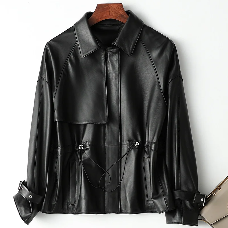 Женская Повседневная кожаная куртка облегающее качественное пальто из