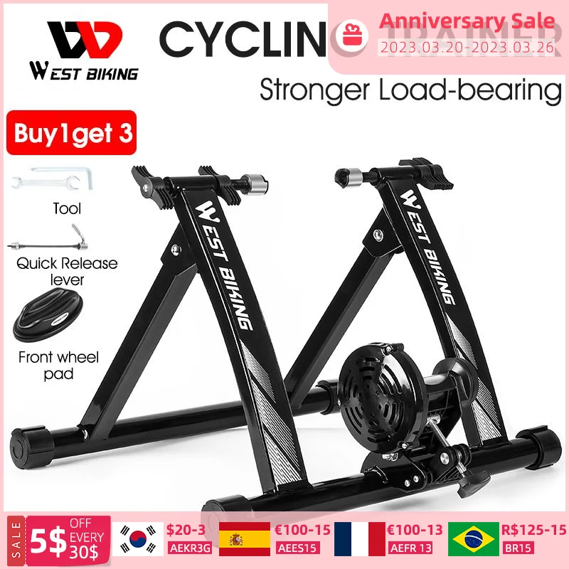 WEST BIKING Indoor Exercise Bike Trainer Home Training Magnetic Resistance Bicycle Trainer Road MTB Bike Trainers Cycling Roller