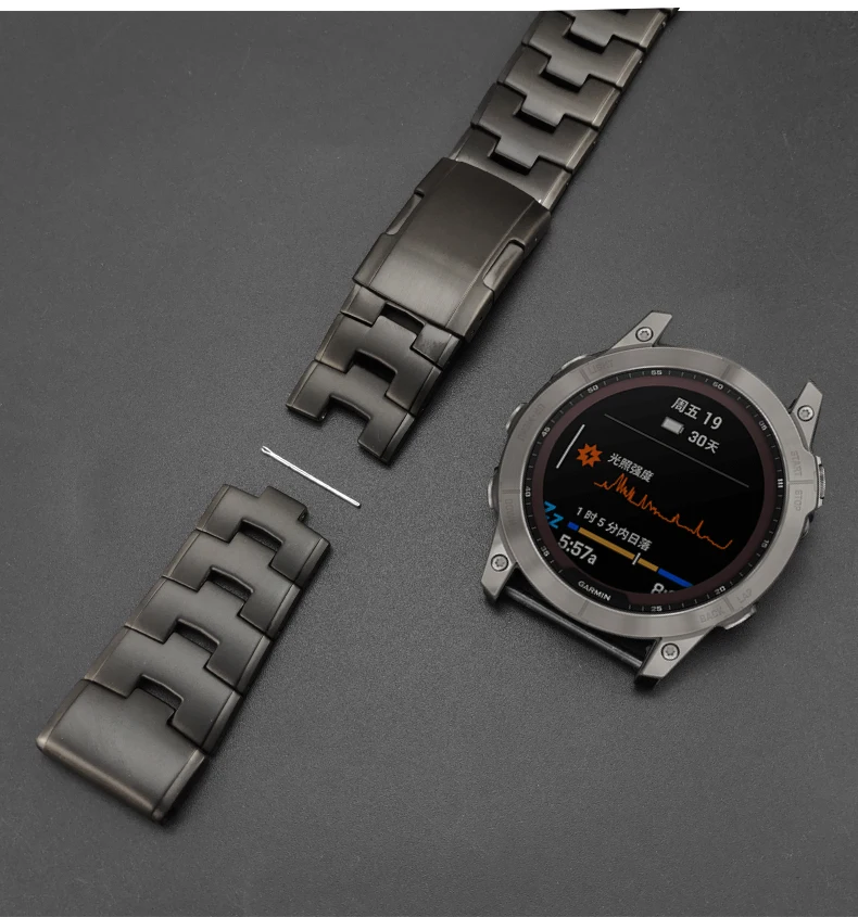 Titanium Alloy Metal Quick Fit Watch Strap with DLC Coating Version Compatible for Garmin Fenix 7X/6X Pro/5X Plus/Tactix 7 Delta