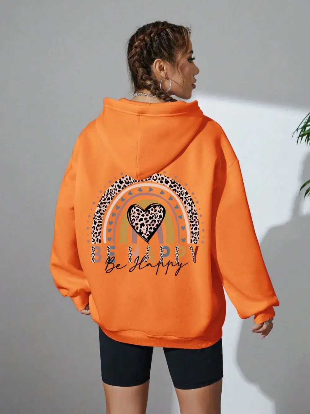 Модные женские толстовки с капюшоном свитшоты леопардовым принтом сердечек и