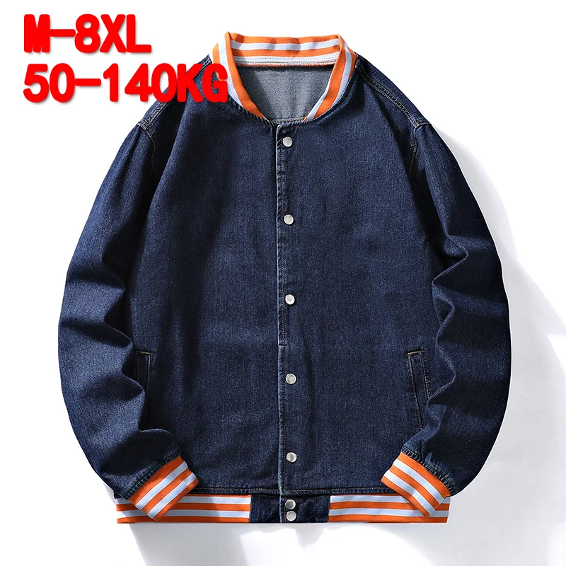 

Мужская джинсовая рубашка с длинным рукавом, размеры до 8XL