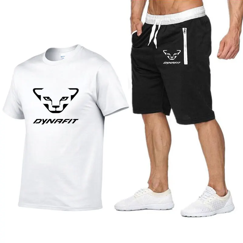 DYNRFIT Brand Men T-shirt+Beach Shorts Sets Two Piece Summer Jogging Pants T-shirt Sportswear streetwear Harajuku Tops Tshirt