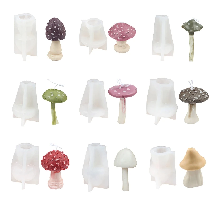

X7YA Mushroom Candle UV Crystal Epoxy Resin Mold Aromatherapy Plaster Silicone Mould DIY Crafts Wax Soaps Mold