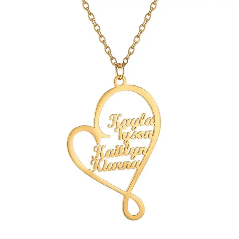 Индивидуальное ожерелье из нержавеющей стали с надписью несколькими именами