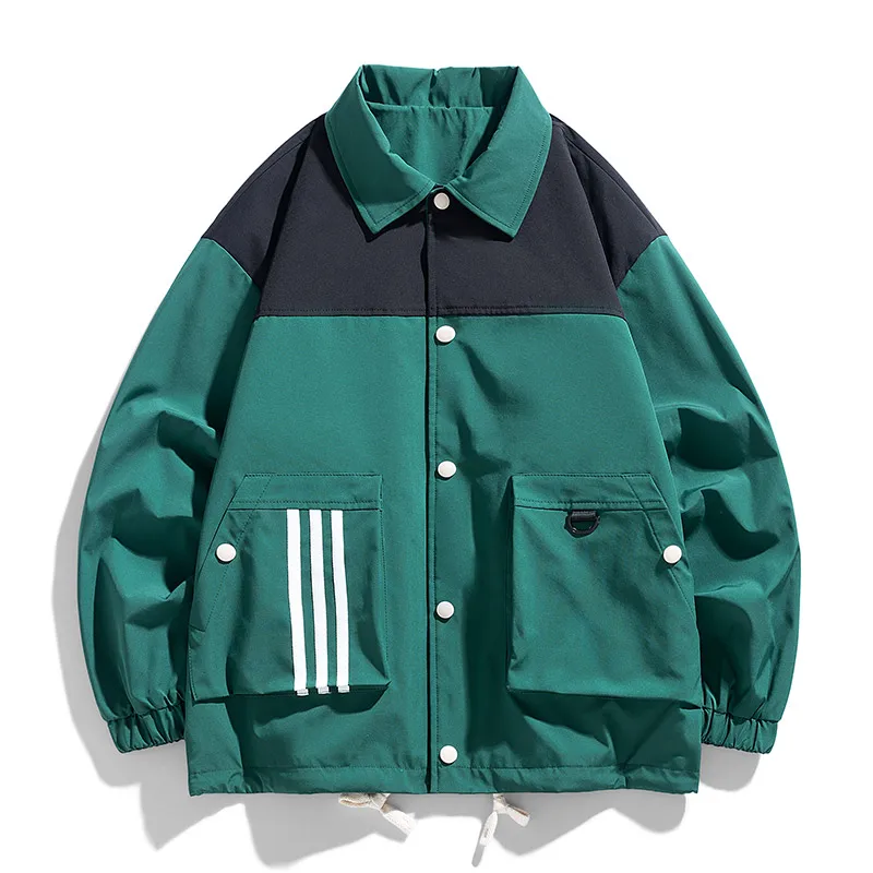 Мужская куртка M-8XL размера плюс с капюшоном свободная одного цвета уличная