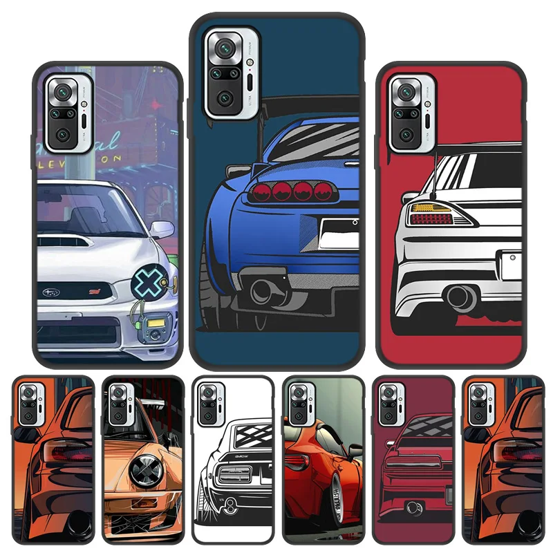 

JDM Sports Cars Phone Case For Xiaomi Redmi Note 10 Pro Case Redmi Note9 12 9 Pro 11S 8 8T 10Pro 9S 10S 7 9T 9A 9C NFC 8A Covers