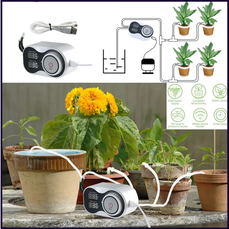 Garden Micro Irrigation Timer Indoor Plant Drip Irrigation System Self Watering Controller Drip Device Automatic Watering Kits