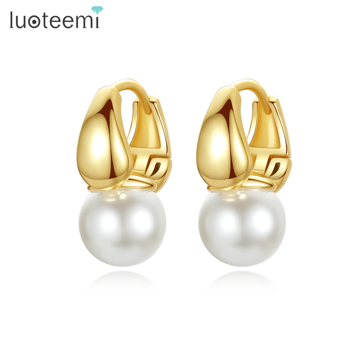 

LUOTEEMI Hoop Earrings for Women Daily-life Birthday Gifts White Imitation Pearls Earring Fashion Jewelry Boucle D'Oreille Femme