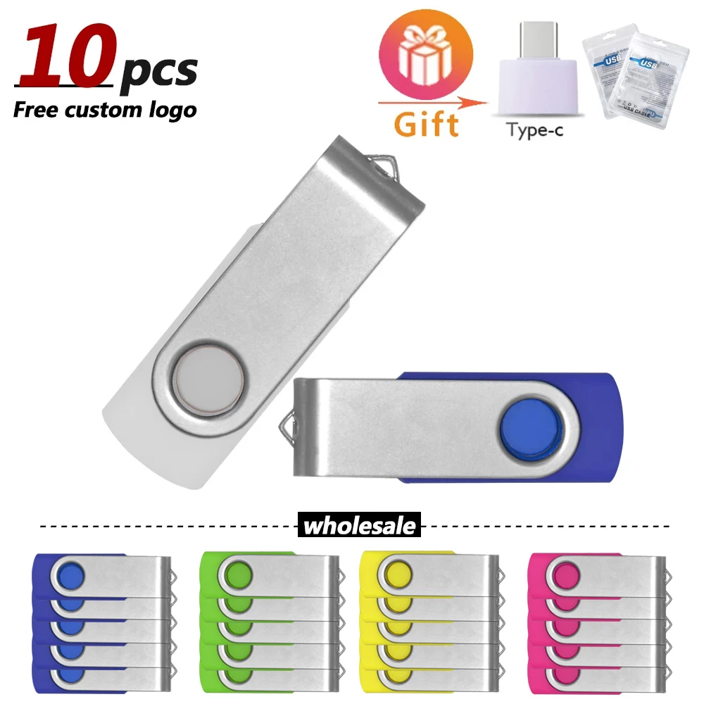 

10pcs/lot Metal 2GB 4GB 8GB 16GB 32G 64G Pen Drive USB Flash Drive Memory USB Stick 128GB U Disk Thumb Pendrive Gifts Free Logo