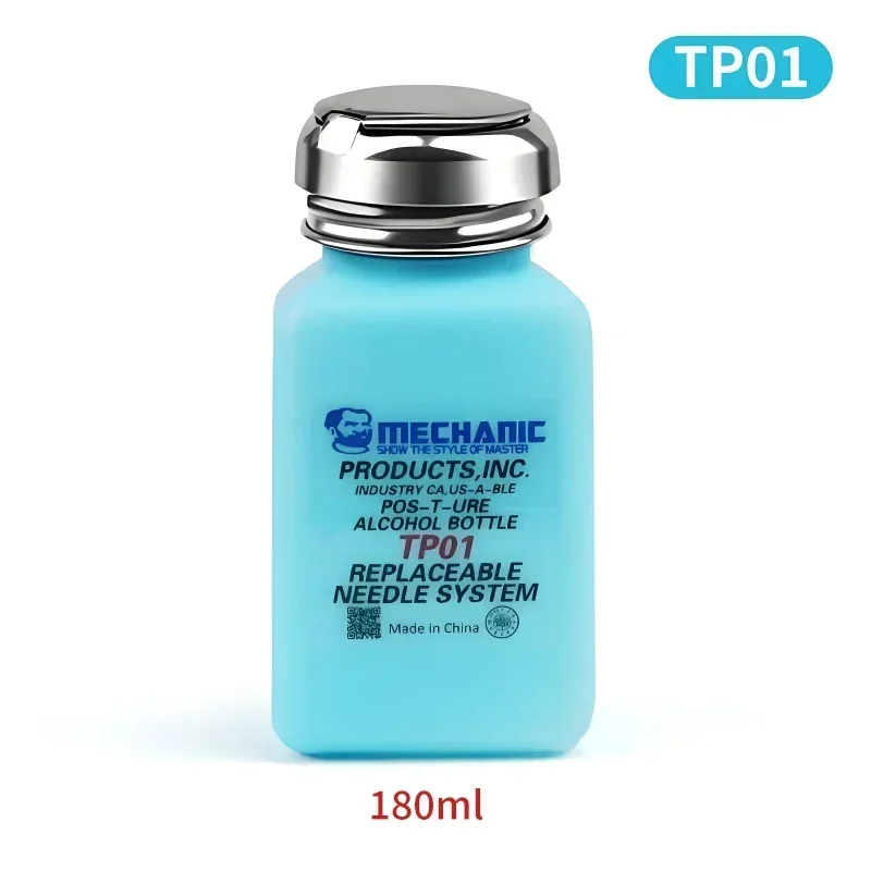 

МЕХАНИК TP01 Металлическая крышка Бутылка для жидкого спирта Пресс-насос ESD Диспенсер для жидкости Пластиковый контейнер для чистки материнской платы печатной платы