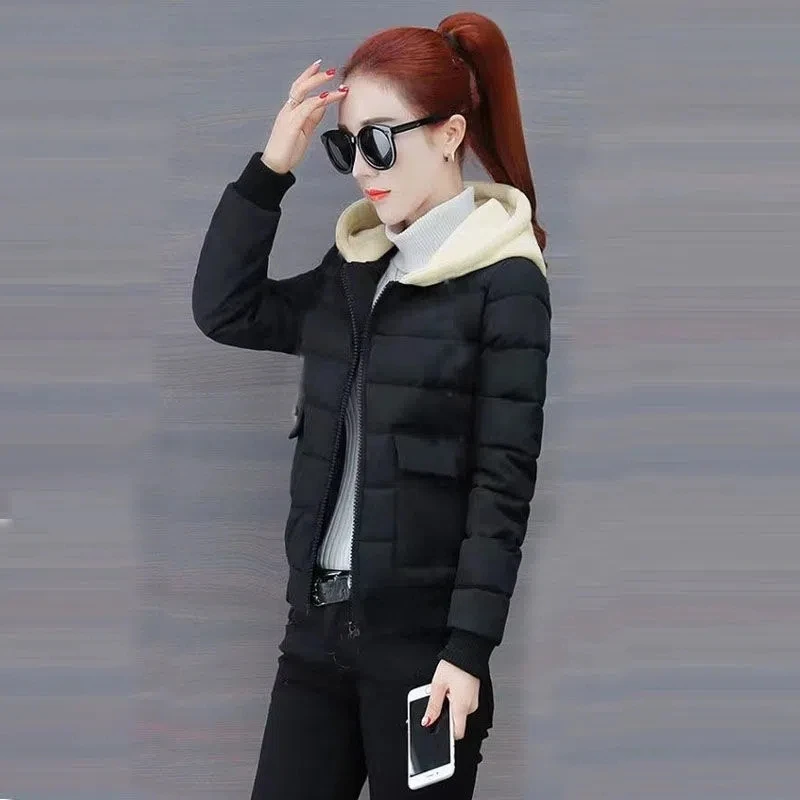 Down Cotton Jacket Women 2022 Autumn Winter New Fashion Slim Student Padded Coat Female Casual Hooded Thick Large Size Parkas