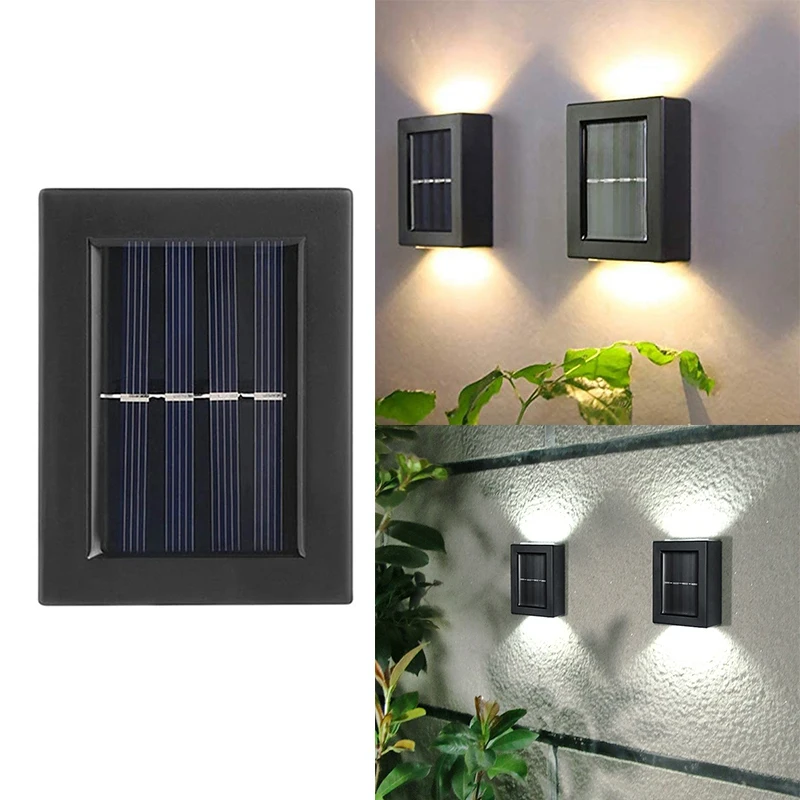 

2Pcs 2 LED IP65 Waterproof Solar Wall Lamp Outdoor Garden Household Decorative Outdoor Garden Wall Lamp
