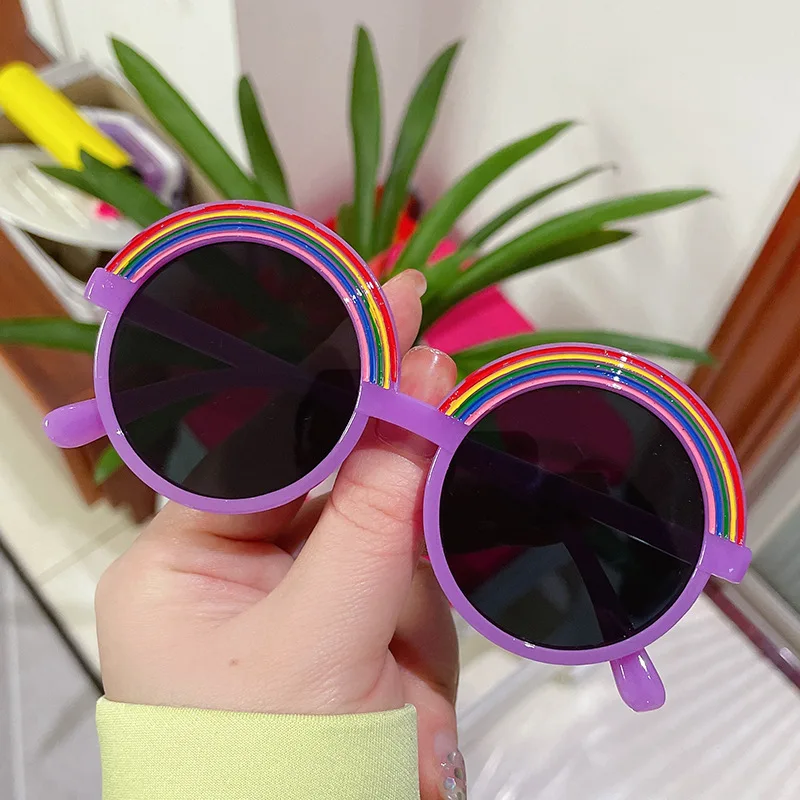

Cartoon Cute Kids Sunglasses New Round Rainbow Circle Sun Glasses Girls Boys Baby Vintage Shades Children Eyewear UV400 D008