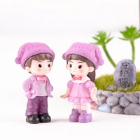 one piece resin statue garden couple with hat resin miniature figurine fairy garden decor micro landscape