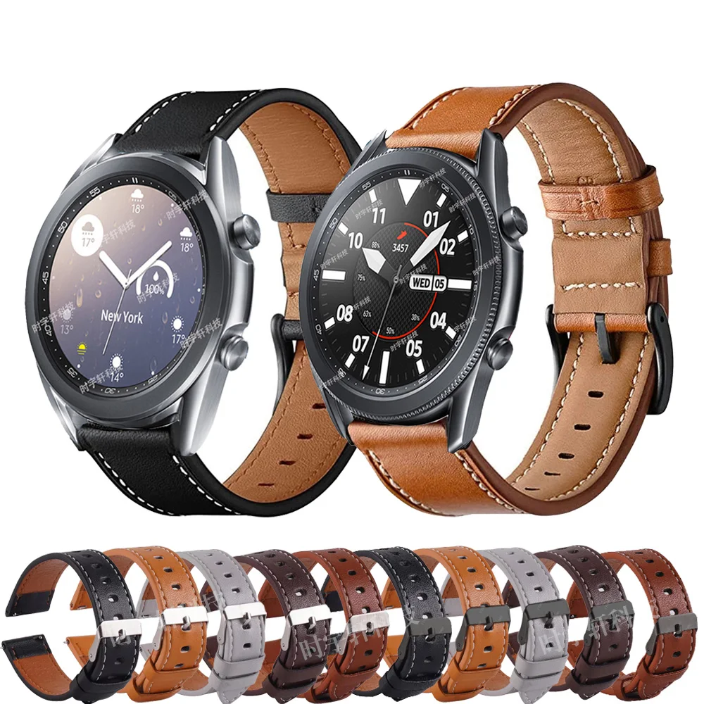 

Leather Watch Band For Samsung Galaxy Watch 3 41mm 45mm/Watch 42mm 46mm/Gear S3 Frontier Sport 20mm 22mm Bracelet Replace Strap