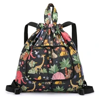 foldable large capacity travel backpack waterproof drawstring tote bag waterproof foldable printed lightweight in stock