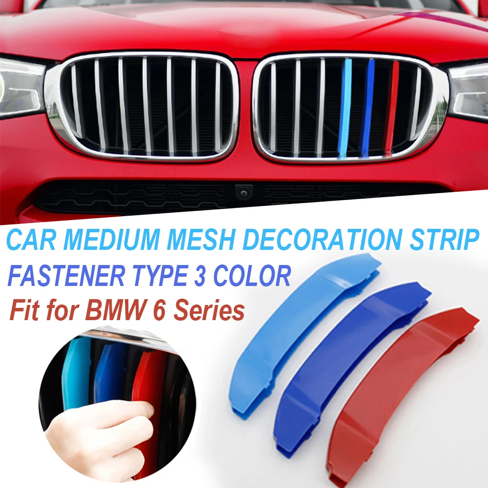 

3Pcs Car Front Grille Trim Sport Strips Cover Stickers Styling Buckle Cover For 2018-2020 BMW 6 Series G32 GT Power Accessories
