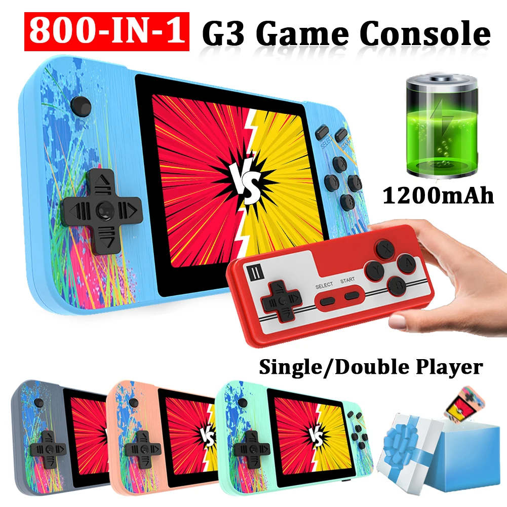 

G3 3.5 inch Mini Handheld Game Console SUP Built-in 800+ Classic Games USB Charging Game Console Single/Double Player for Kids