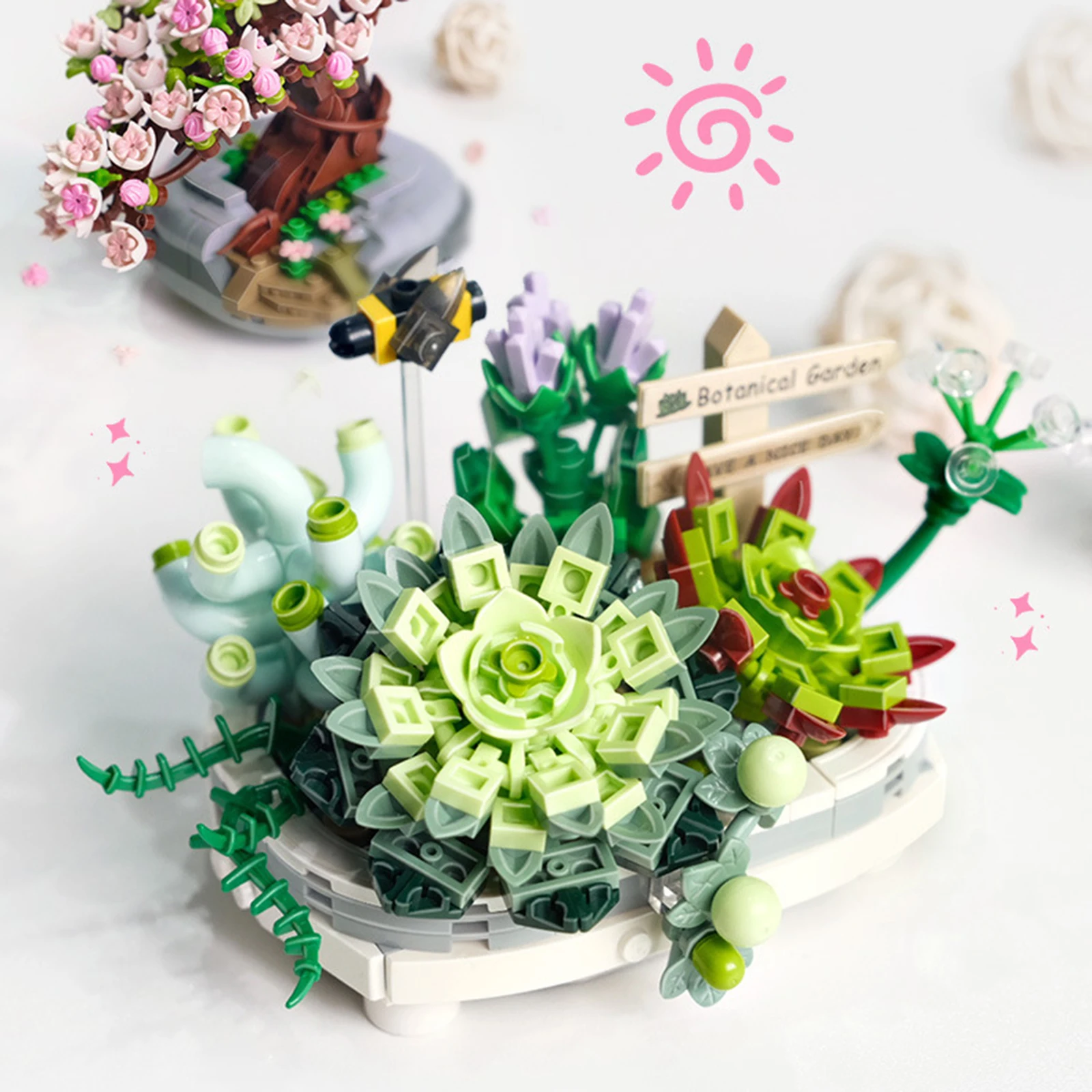 

Building Blocks Succulent Plants Great Gift For Children/friends 7.5x13.5x10cm Home Furnishings Assembled Bouquet Toys