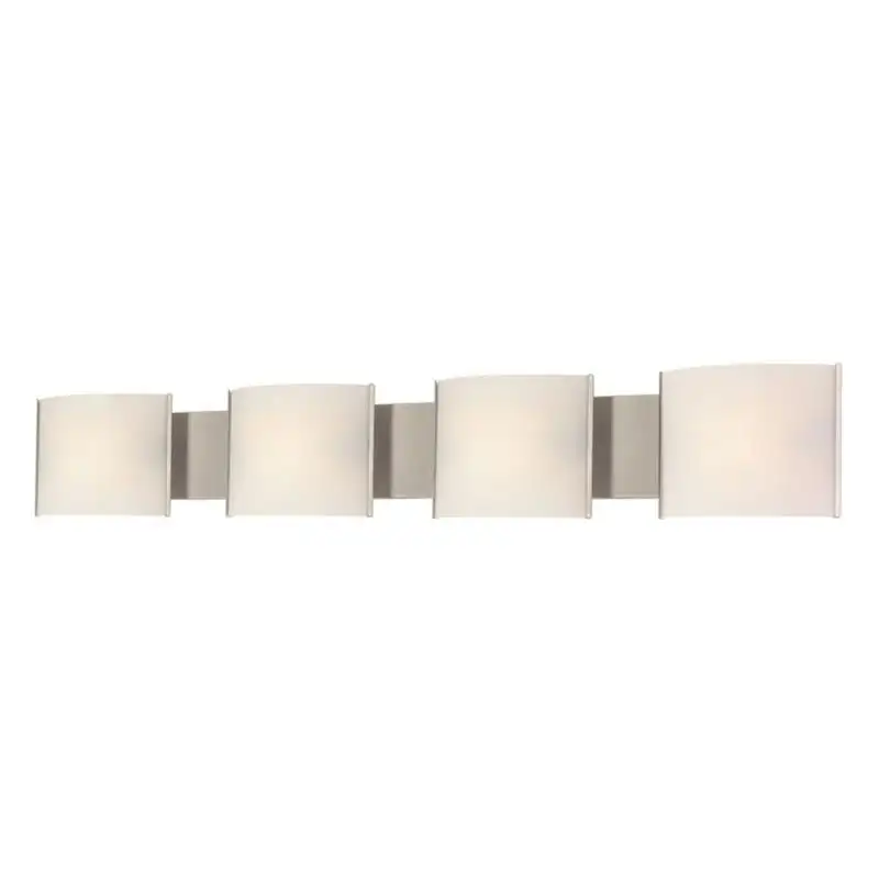 

4-Light Vanity Sconce in Stainless Steel with Hand-formed White Opal Glass