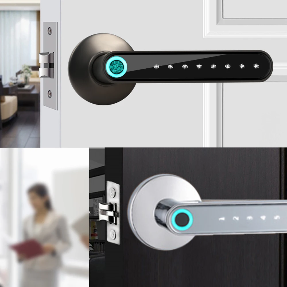 

Smart Bluetooth Door Lock Password Handle Lock Electronic Biometric Fingerprint Locks Password Key Door Handle APP Unlock Entry