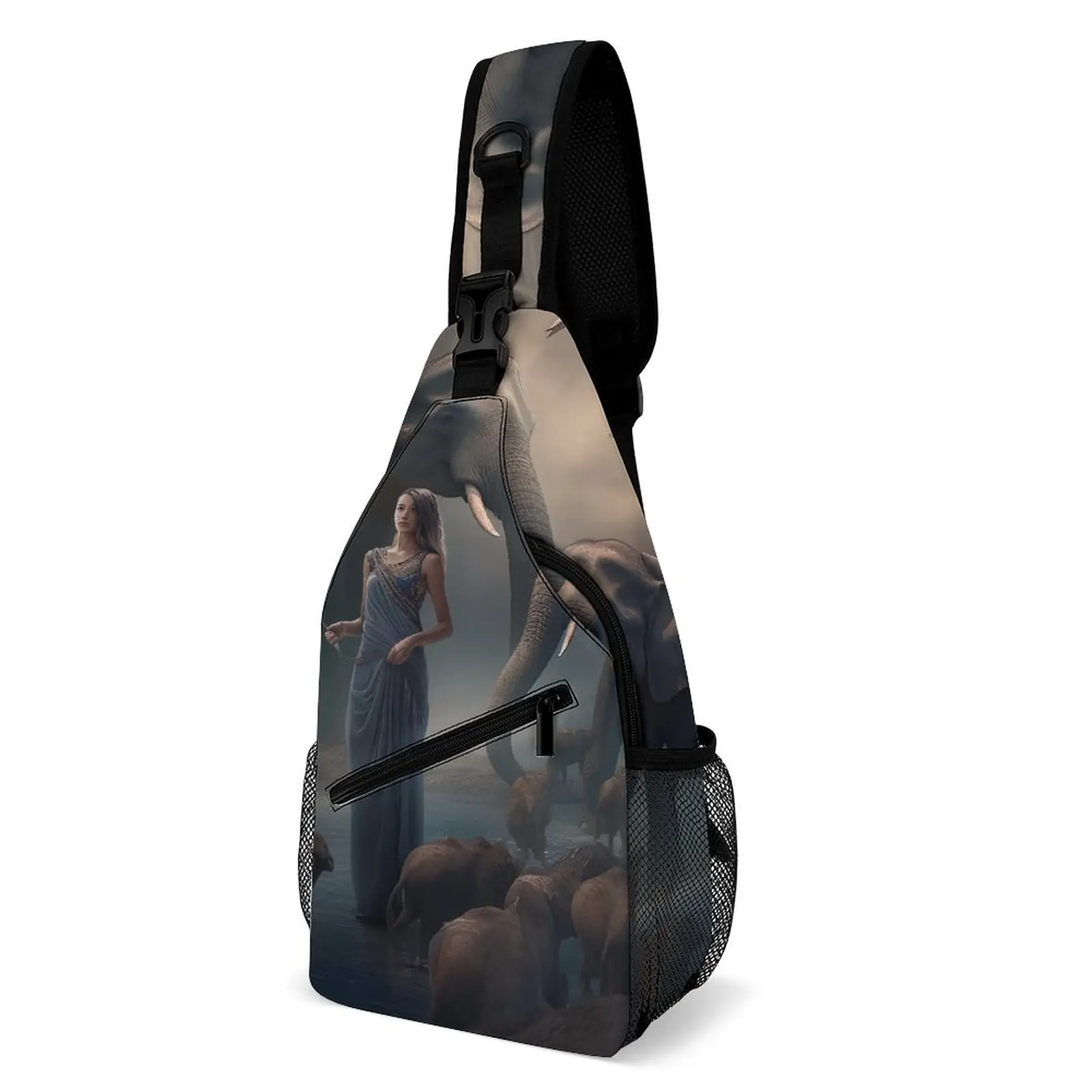 

Elephant Chest Bags Male Mystical Realms Motorcycle Shoulder Bag Kawaii Print Small Bag School Fishing Sling Bags