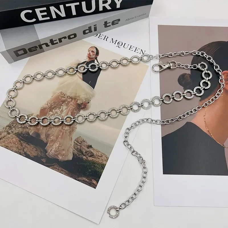 Высококачественная поясная цепочка с бриллиантами женский твидовый стиль