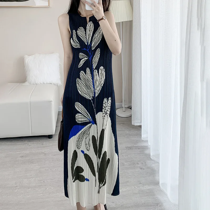 Tank Dress Summer For Women 45-75kg 2022 NEW Fashion Printed Round Neck Sleeveless Stretch Loose Casual Dresses Midi