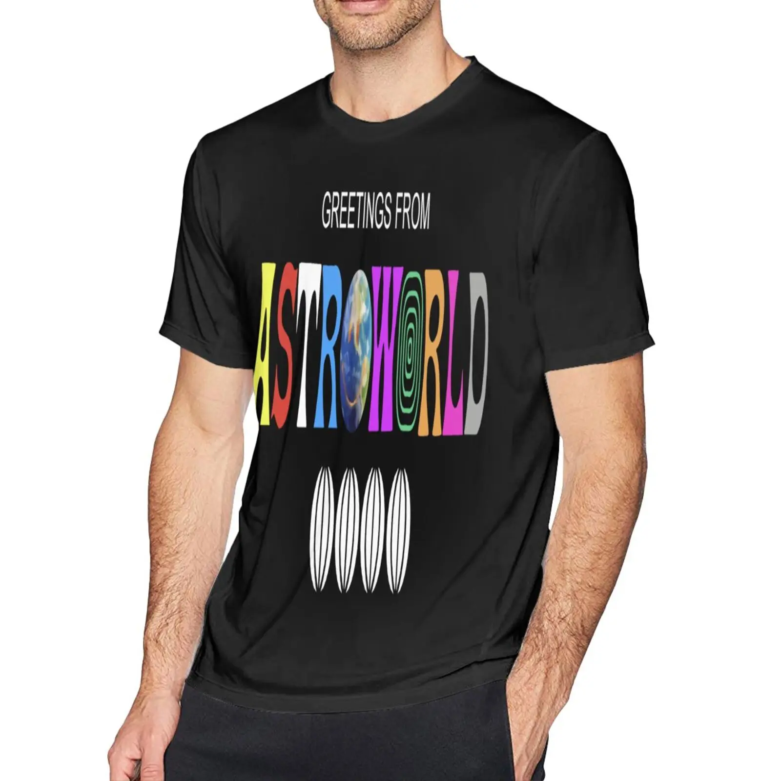 

Футболка мужская с рисунком аниме манги, тенниска из хлопка оверсайз Merch Astroworld Хьюстона Tx, майка в стиле Харадзюку