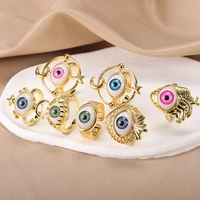 turkey evil eye aesthetic rings classical adjustable cubic zircon evil eye open ring for women engagement bohemia jewelry gift