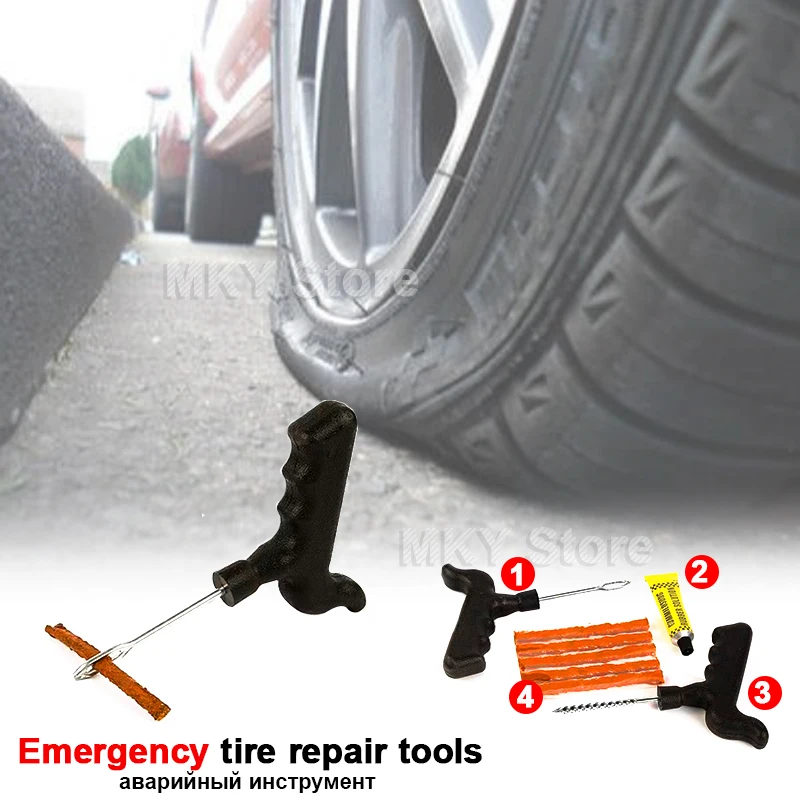 

Car Tire Repair Plug Kit Heavy Duty Flat Tire Repair Kit Tire Patch Kits Puncture Repair Kit Auto Motorcycle Bike Tubeless Tire
