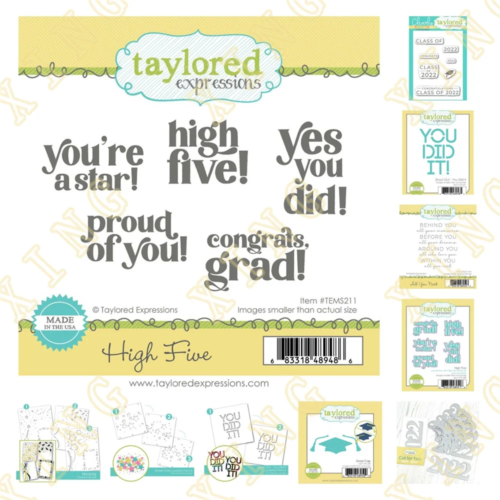 

Grads Class of 2022 Hooray Layering High Five Grad Cap New Metal Cutting Dies Stamps Stencil for Scrapbook Decoration Embossing