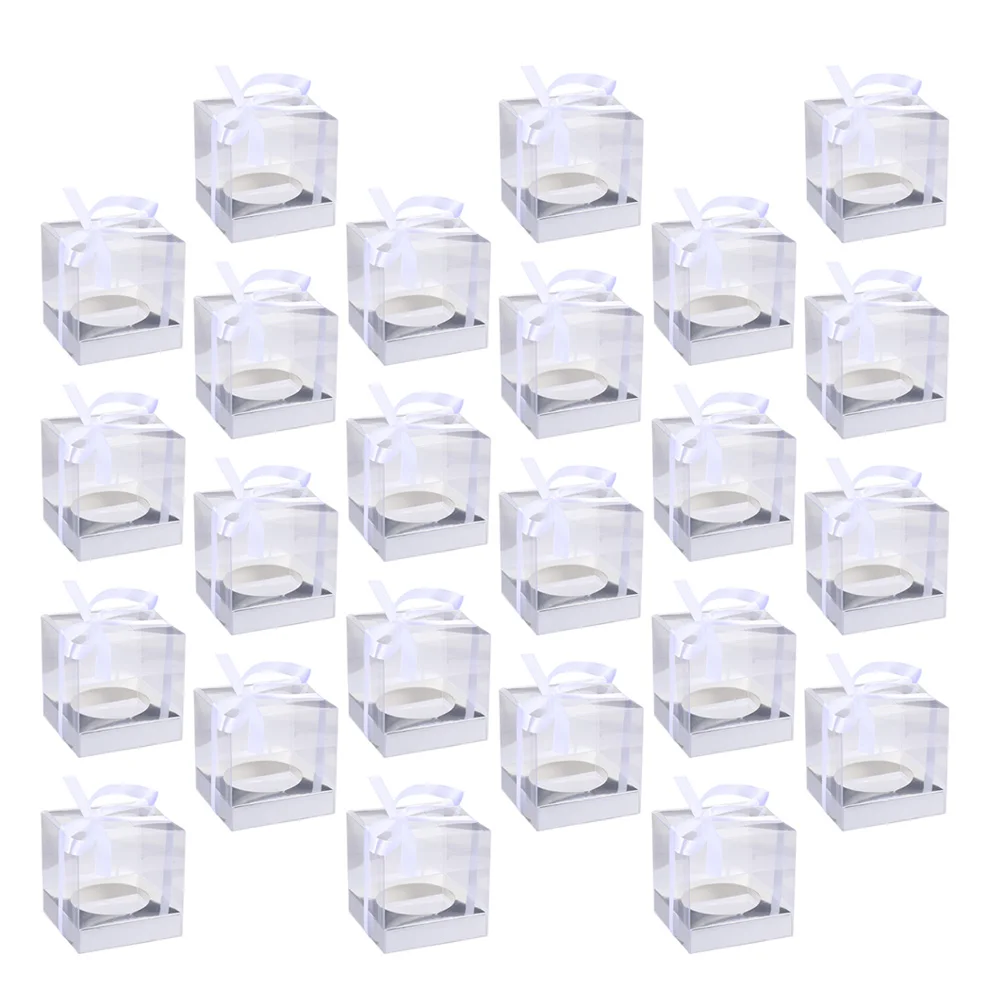 

Boxes Box Cupcake Gift Cake Clear Bakery Mini Holder Disposable Lightweight Favor Wedding Cookie Paperboard Baptism Packing