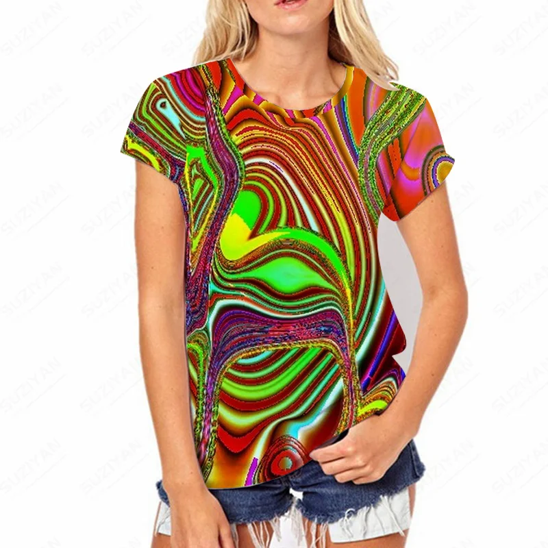 

Женская футболка в Корейском стиле, свободная футболка с графическим принтом в стиле Харадзюку, кроп-топ, женская футболка с гавайским прин...