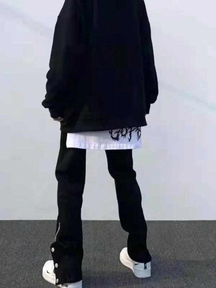 Джинсы мужские в европейском стиле Vibe High Street с боковой молнией потертые