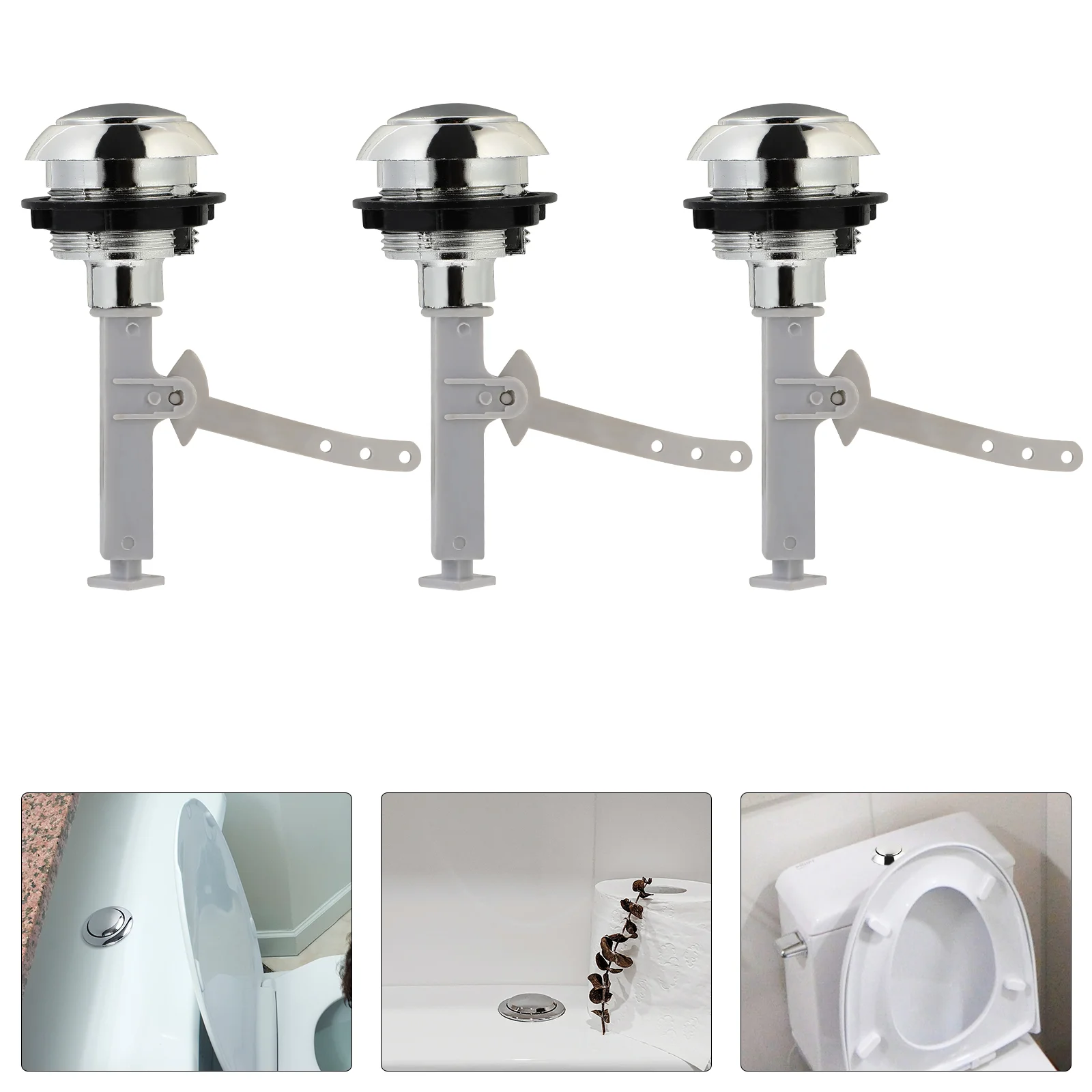 

3 Pcs Water Tank Button Plastic Fuel Single Flush Push Closestool Round Toilet Valve Supplies Universal Abs Buttons