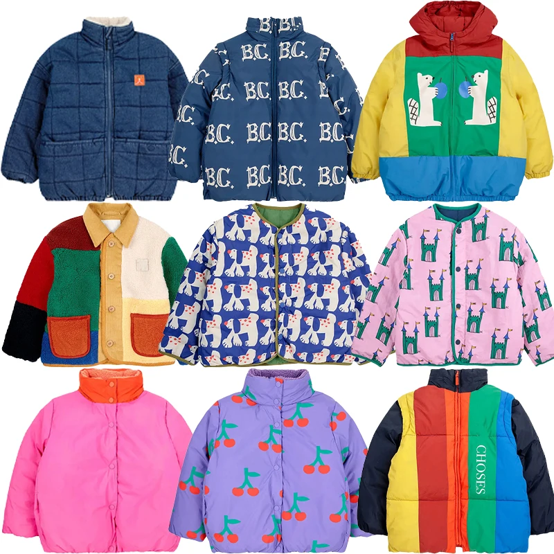 Новинка 2024 осенне-зимняя детская одежда на хлопковой подкладке куртка с принтом